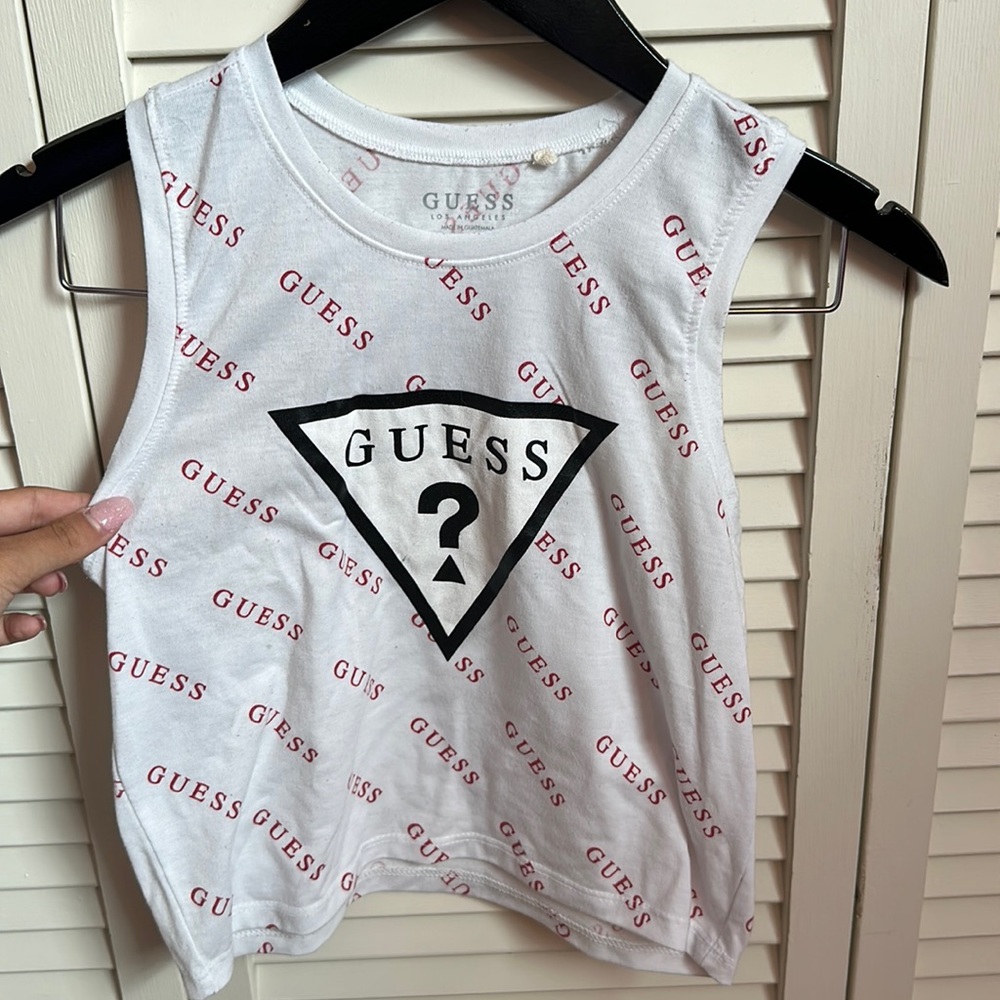 white small guess crop tank top